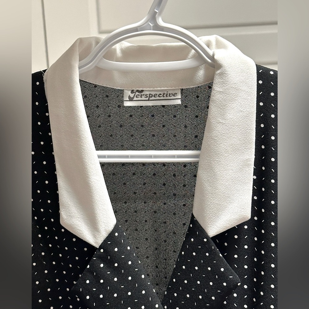 Vintage Black and White Polka Dot Peplum Dress - Picture 6 of 7